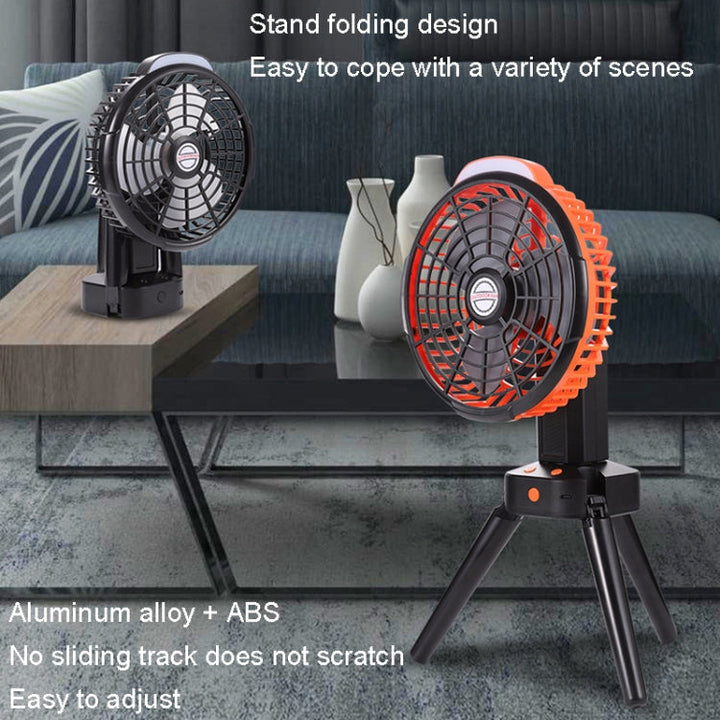 Outdoor Camping USB Charging Fan Tent Swing Head Fan With Tripod LED Light(Black) | Kalsten