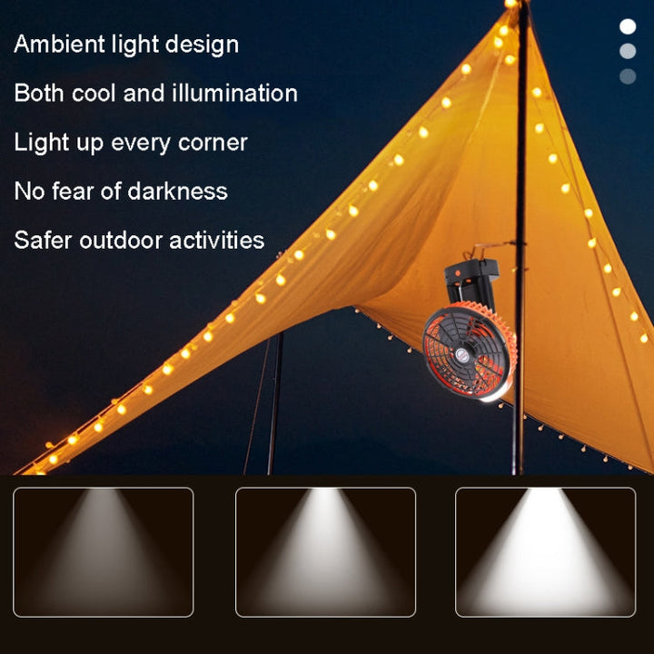 Outdoor Camping USB Charging Fan Tent Swing Head Fan With Tripod LED Light(Black) | Kalsten