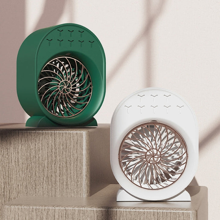USB Spray Humidification Air Conditioning Fan Small Portable Desktop Air Cooler, Style: Charging (Green) | Kalsten