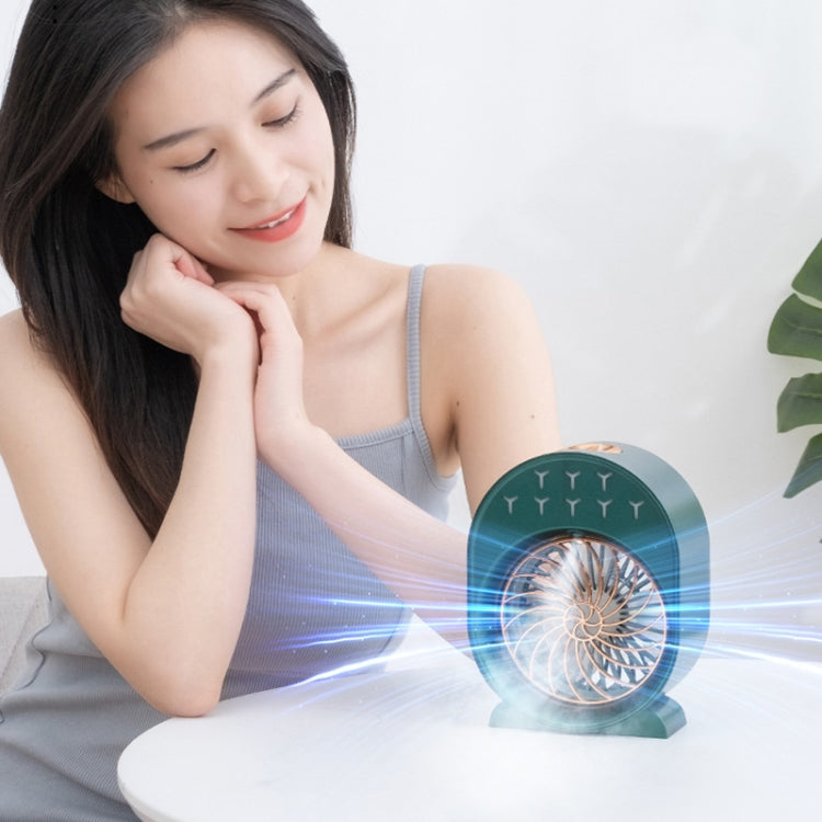 USB Spray Humidification Air Conditioning Fan Small Portable Desktop Air Cooler, Style: Charging (Green) | Kalsten