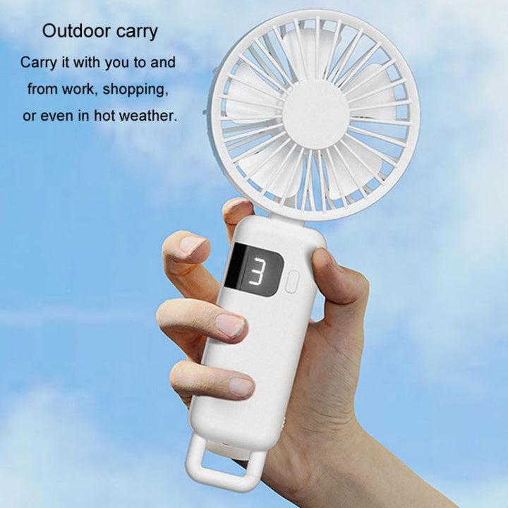 Portable Digital Display Hanging Neck Mute Small Fan USB Charging Handheld Foldable Fan(Blue) | Kalsten