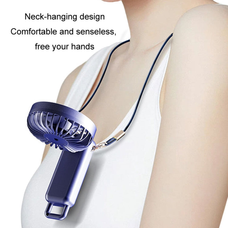 Portable Digital Display Hanging Neck Mute Small Fan USB Charging Handheld Foldable Fan(Blue) | Kalsten