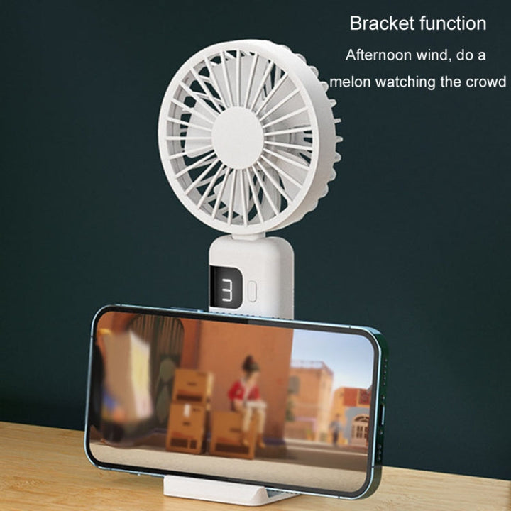 Portable Digital Display Hanging Neck Mute Small Fan USB Charging Handheld Foldable Fan(Blue) | Kalsten