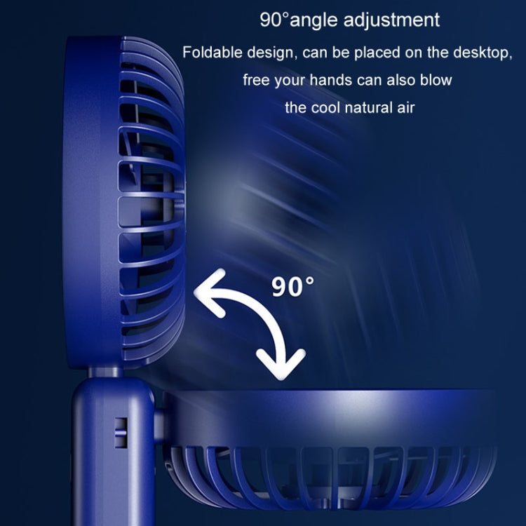 Portable Digital Display Hanging Neck Mute Small Fan USB Charging Handheld Foldable Fan(Blue) | Kalsten