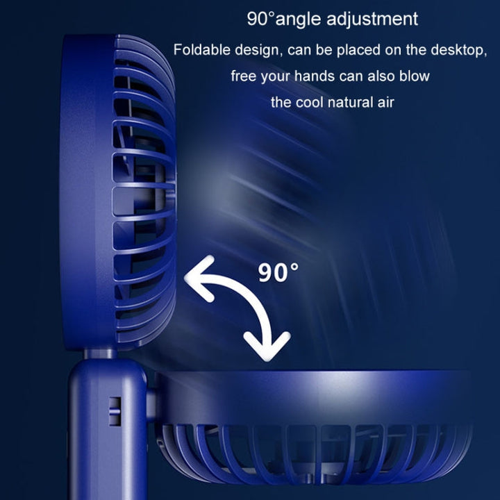 Portable Digital Display Hanging Neck Mute Small Fan USB Charging Handheld Foldable Fan(Blue) | Kalsten