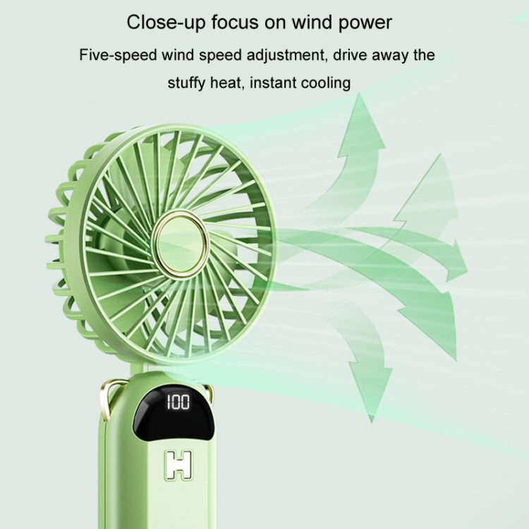 Foldable Digital Display USB Charging Fan Handheld Mute Hanging Neck Outdoor Small Fan(Blue) | Kalsten