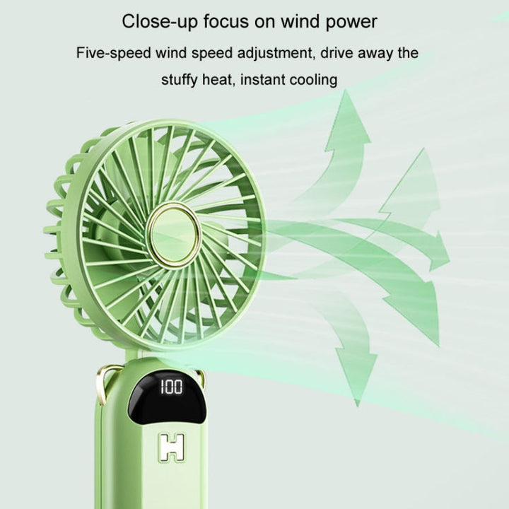 Foldable Digital Display USB Charging Fan Handheld Mute Hanging Neck Outdoor Small Fan(Blue) | Kalsten