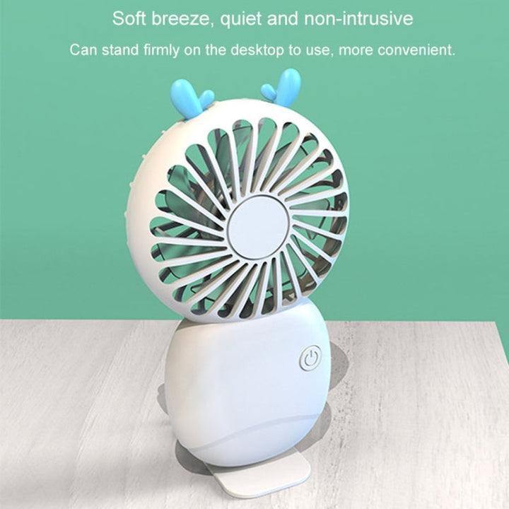 Summer Cartoon Pocket Handheld Stand Fan Rechargeable Silent Mini Fan(Green) | Kalsten