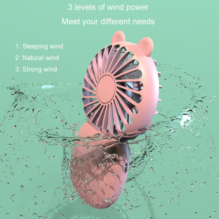 Summer Cartoon Pocket Handheld Stand Fan Rechargeable Silent Mini Fan(Green) | Kalsten