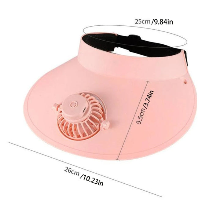 Summer Outdoor Sun Protection Adjustable Rotating Fan Sun Hat(Pink) | Kalsten