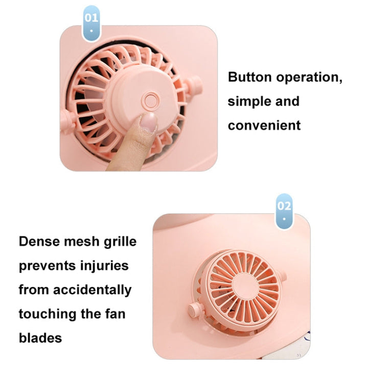 Summer Outdoor Sun Protection Adjustable Rotating Fan Sun Hat(Pink) | Kalsten