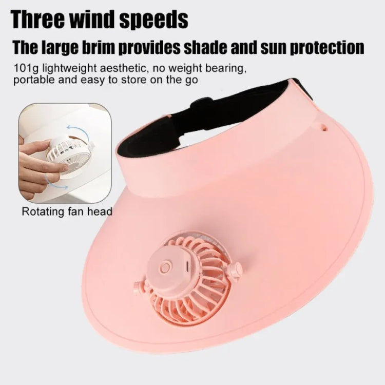 Summer Outdoor Sun Protection Adjustable Rotating Fan Sun Hat(Pink) | Kalsten