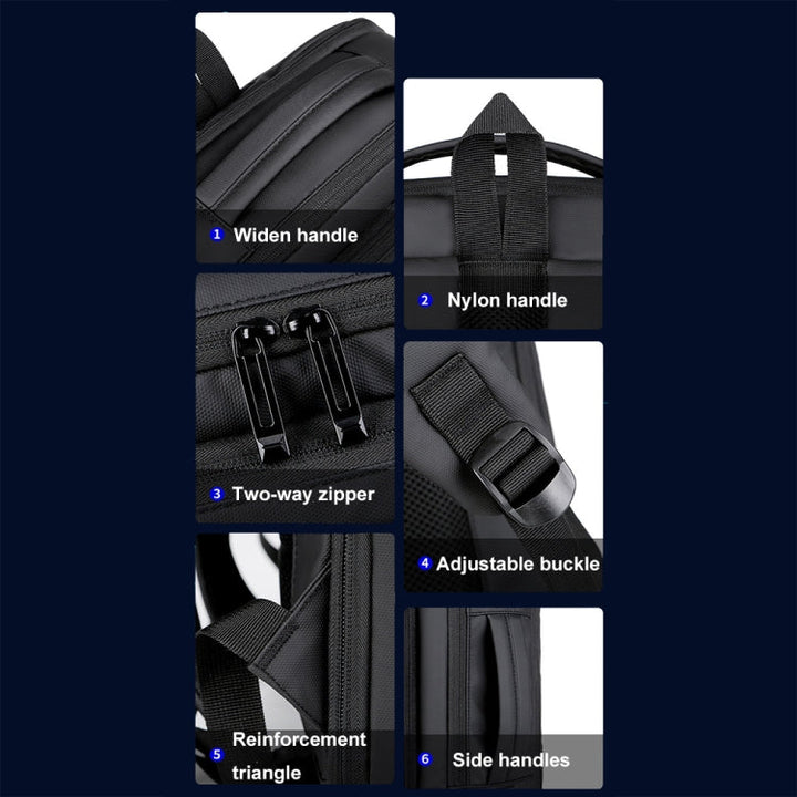 Kalsten | Expandable waterproof laptop backpack for business with USB port (Black)
