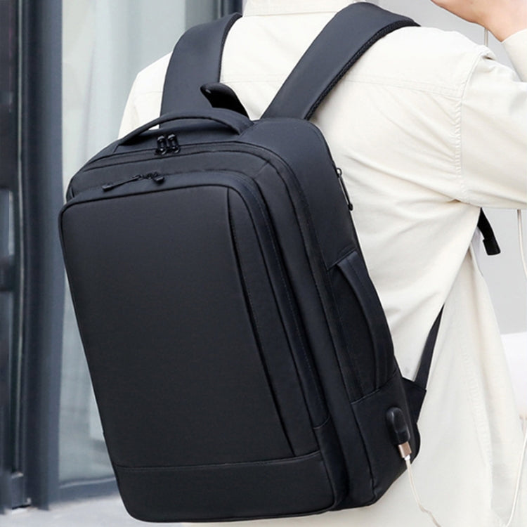 Kalsten | Expandable waterproof laptop backpack for business with USB port (Black)