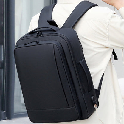 BowLift | Expandable waterproof laptop backpack for business with USB port (Black)
