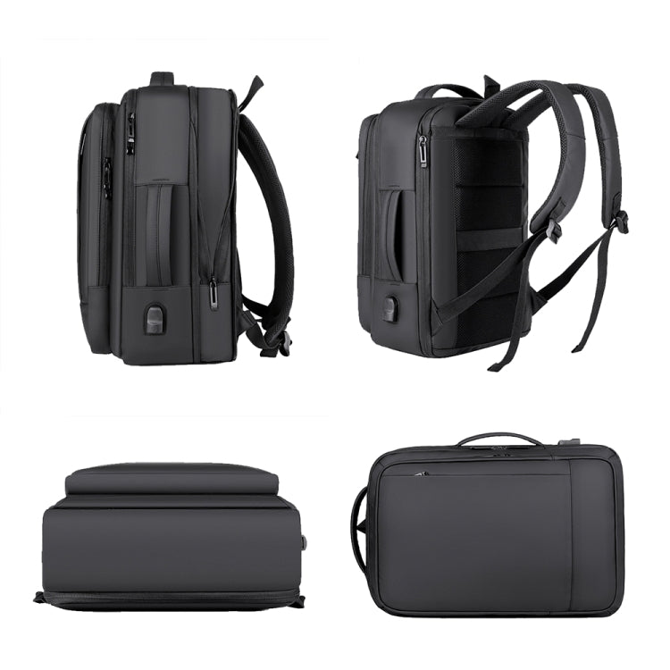 Kalsten | Expandable waterproof laptop backpack for business with USB port (Black)