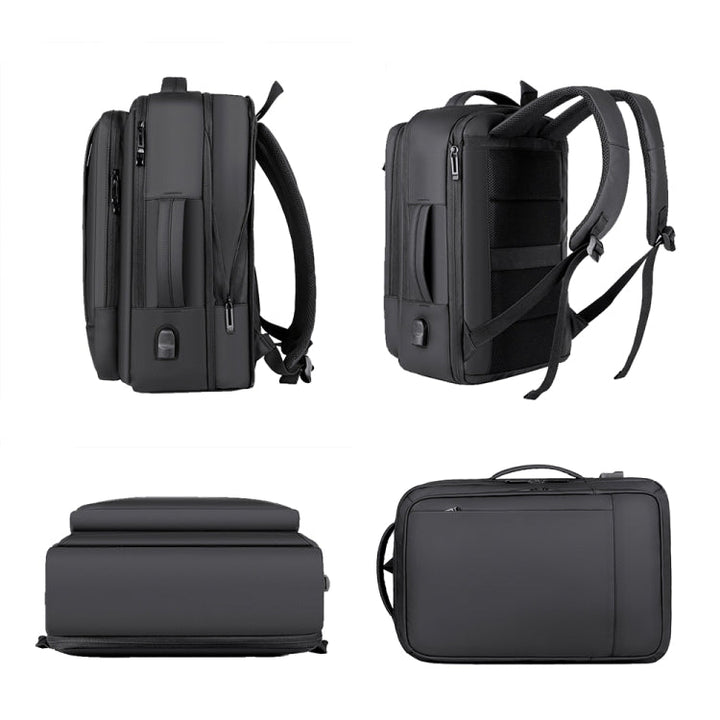 Kalsten | Expandable waterproof laptop backpack for business with USB port (Black)