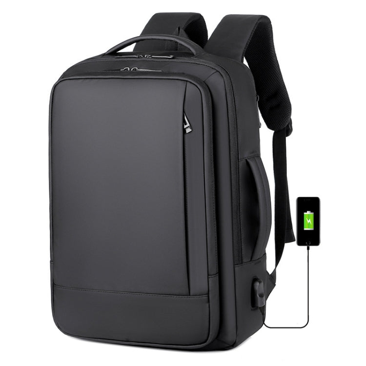 Kalsten | Expandable waterproof laptop backpack for business with USB port (Black)
