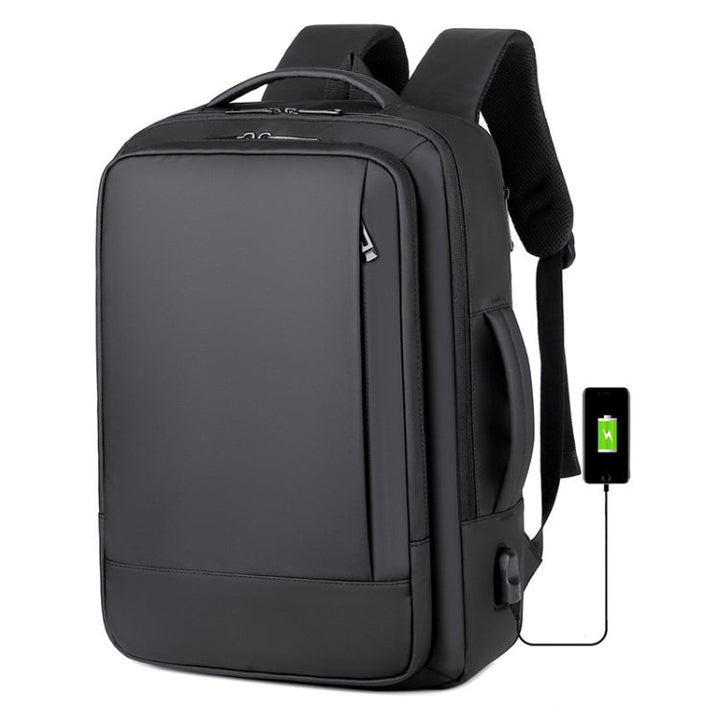 Kalsten | Expandable waterproof laptop backpack for business with USB port (Black)