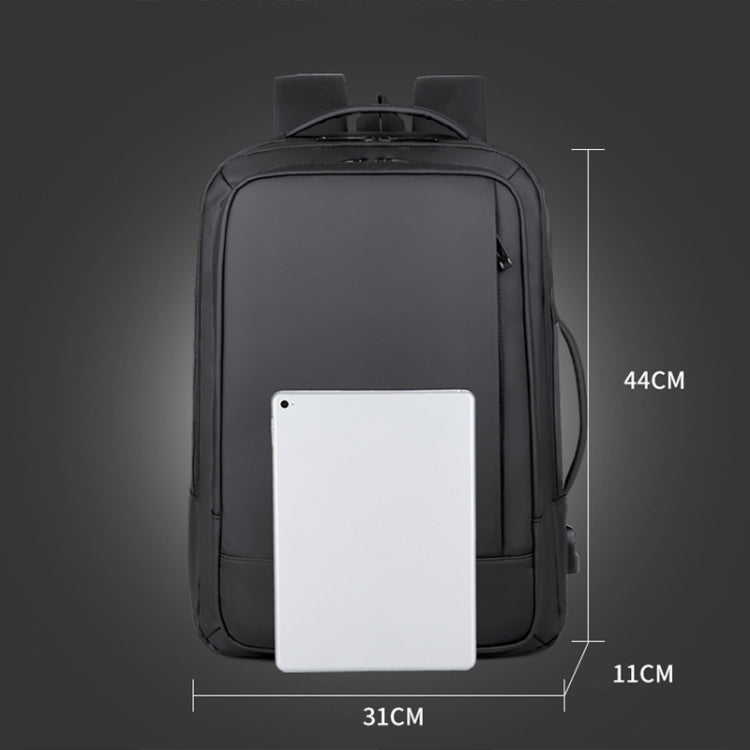 Kalsten | Expandable waterproof laptop backpack for business with USB port (Black)