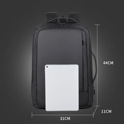 BowLift | Expandable waterproof laptop backpack for business with USB port (Black)