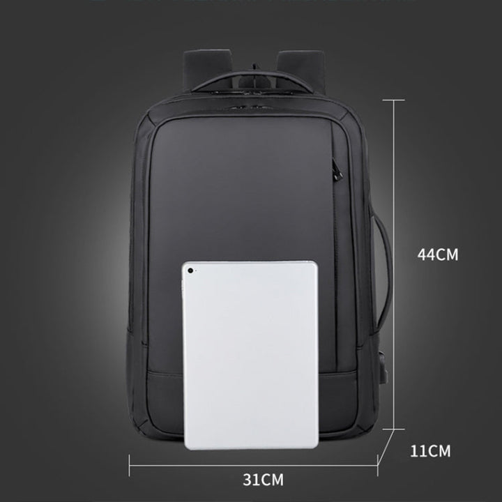 Kalsten | Expandable waterproof laptop backpack for business with USB port (Black)
