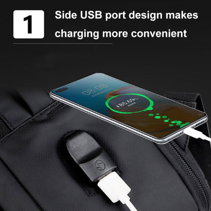 BowLift | Expandable waterproof laptop backpack for business with USB port (Black)