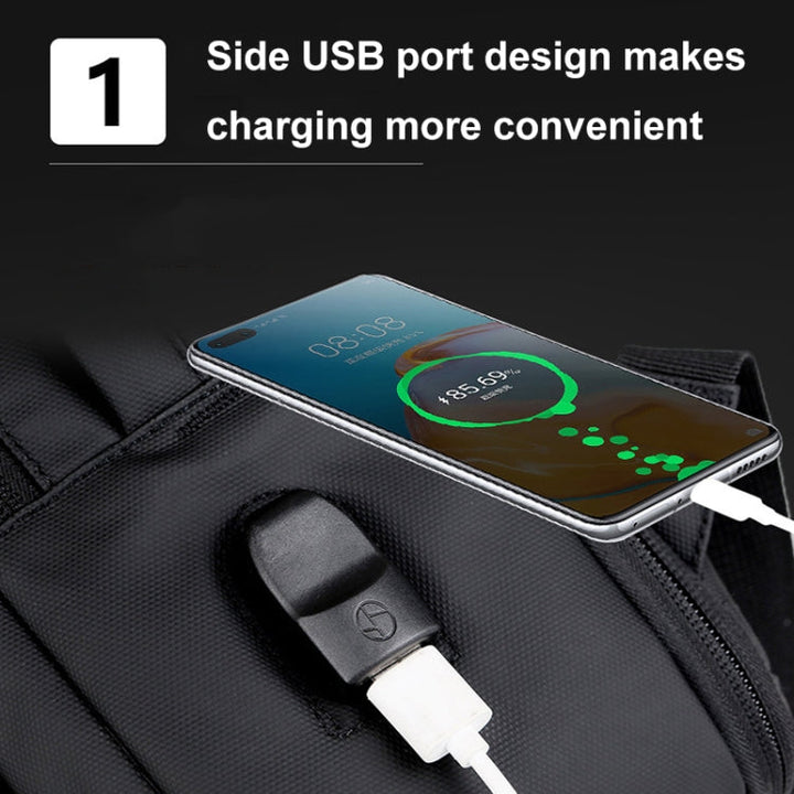 Kalsten | Expandable waterproof laptop backpack for business with USB port (Black)