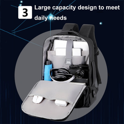 BowLift | Expandable waterproof laptop backpack for business with USB port (Black)