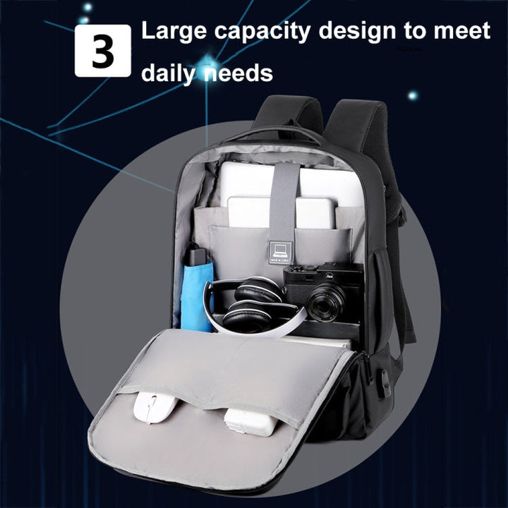 Kalsten | Expandable waterproof laptop backpack for business with USB port (Black)