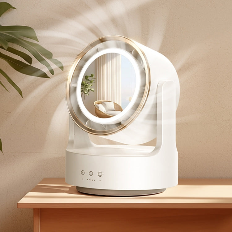 3 In 1 Multifunctional Desktop Fan with LED Light Cosmetic Mirror Rechargeable Oscillating | Kalsten