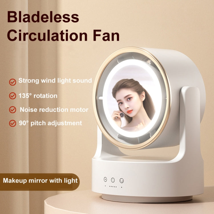 3 In 1 Multifunctional Desktop Fan with LED Light Cosmetic Mirror Rechargeable Oscillating | Kalsten