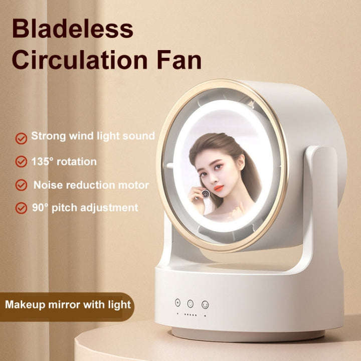 3 In 1 Multifunctional Desktop Fan with LED Light Cosmetic Mirror USB Plug Non-Oscillating | Kalsten