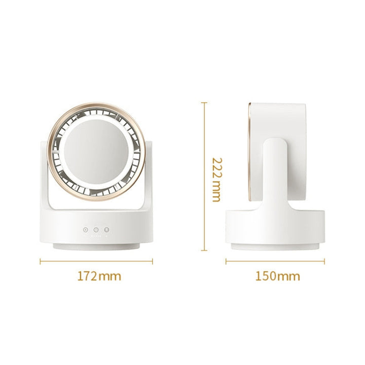 3 In 1 Multifunctional Desktop Fan with LED Light Cosmetic Mirror USB Plug Non-Oscillating | Kalsten