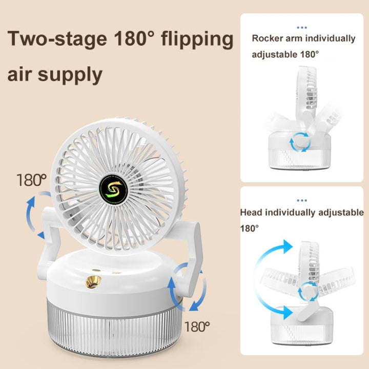 USB Charging Folding Desktop Spray Humidification Fan with Night Light(Green) | Kalsten