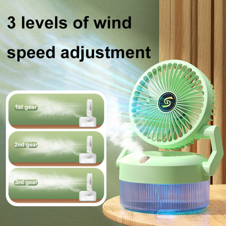 USB Charging Folding Desktop Spray Humidification Fan with Night Light(Green) | Kalsten
