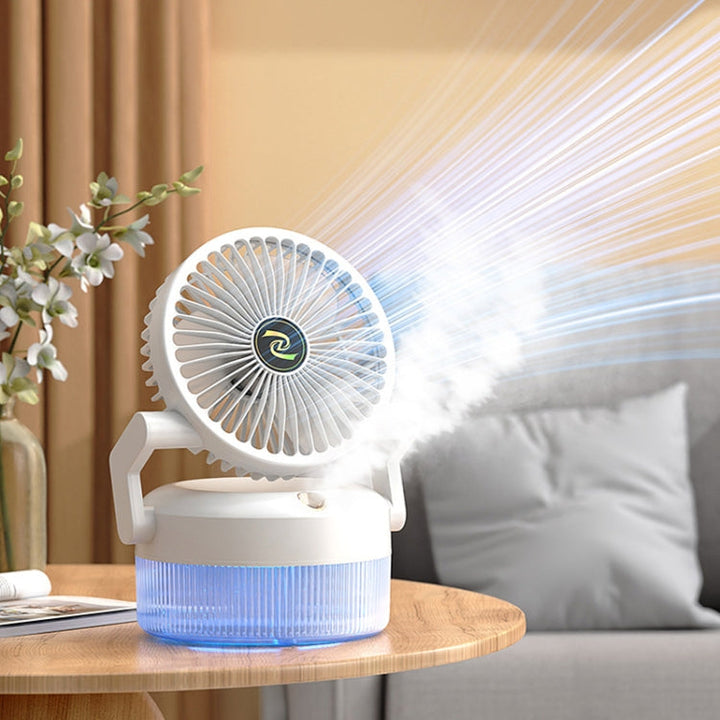 USB Charging Folding Desktop Spray Humidification Fan with Night Light(Green) | Kalsten