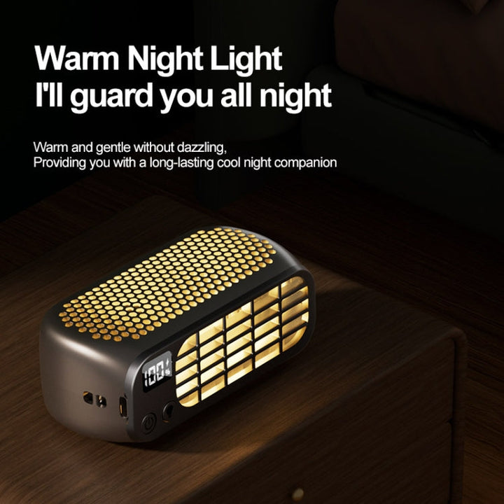 USB Charging Digital Display Portable Bladeless Outdoor Mini Night Light Fan(Green) | Kalsten