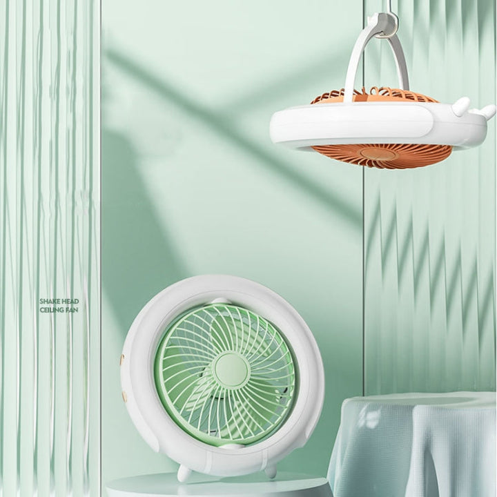 Night Light Desktop Folding Fan Outdoor Camping Hanging Mini Fan, Color: Green Upgraded | Kalsten