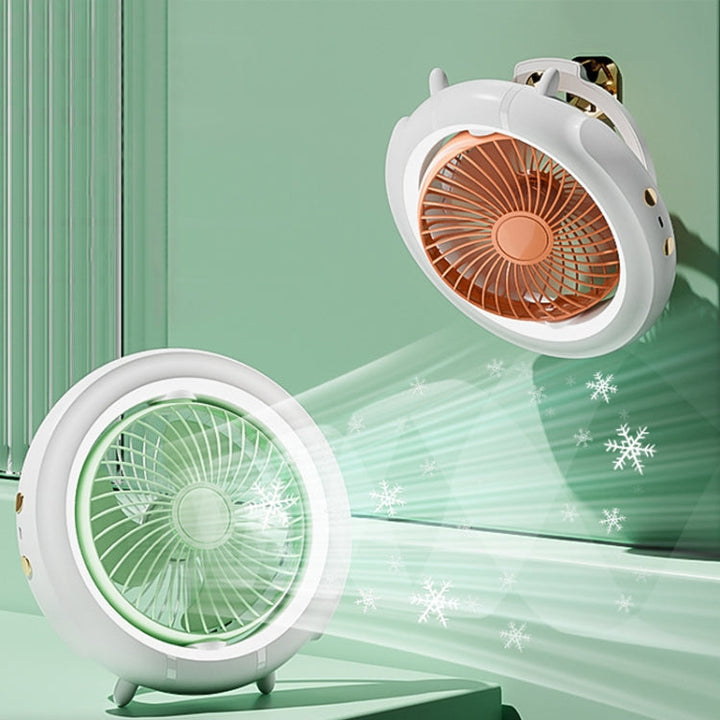 Night Light Desktop Folding Fan Outdoor Camping Hanging Mini Fan, Color: Green Upgraded | Kalsten