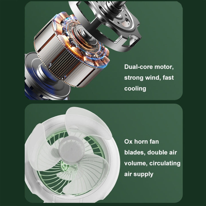 Night Light Desktop Folding Fan Outdoor Camping Hanging Mini Fan, Color: Green Upgraded | Kalsten
