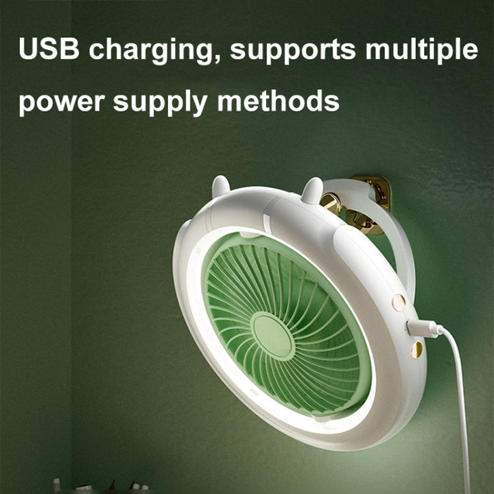 Night Light Desktop Folding Fan Outdoor Camping Hanging Mini Fan, Color: Green Upgraded | Kalsten