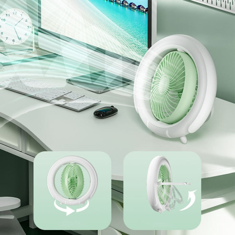 Night Light Desktop Folding Fan Outdoor Camping Hanging Mini Fan, Color: Green Upgraded | Kalsten