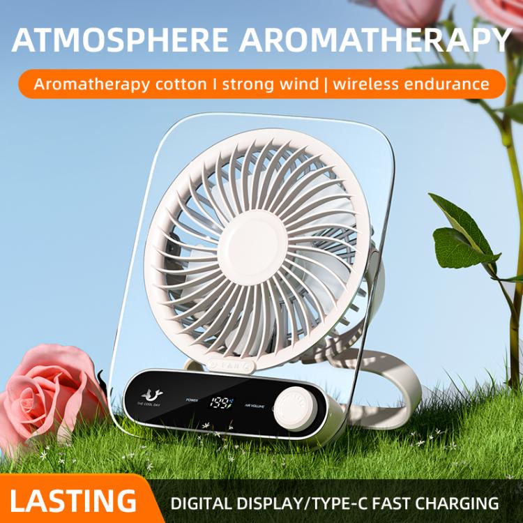 199-speed Desktop wall-mounted Fan With Handle & Light Built-in  Aromatherapy Cotton(Clear Black) | Kalsten