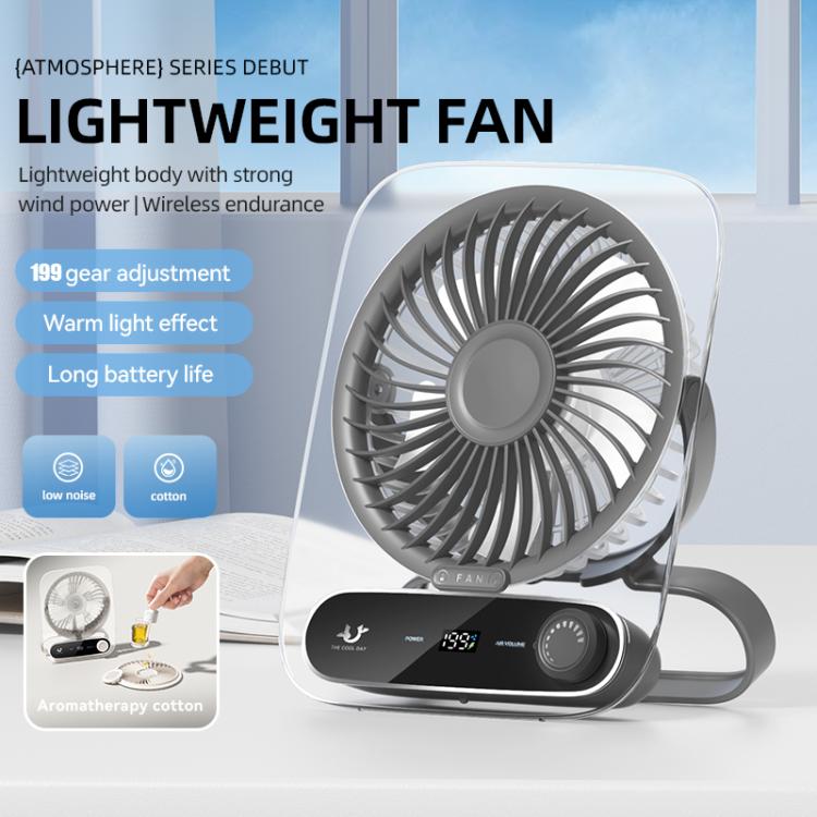 199-speed Desktop wall-mounted Fan With Handle & Light Built-in  Aromatherapy Cotton(Clear Black) | Kalsten
