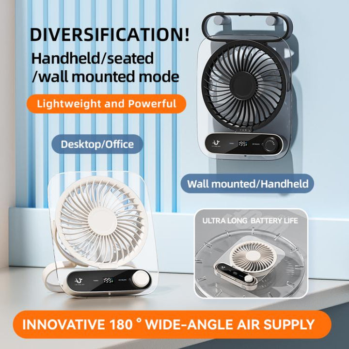 199-speed Desktop wall-mounted Fan With Handle & Light Built-in  Aromatherapy Cotton(Clear Black) | Kalsten