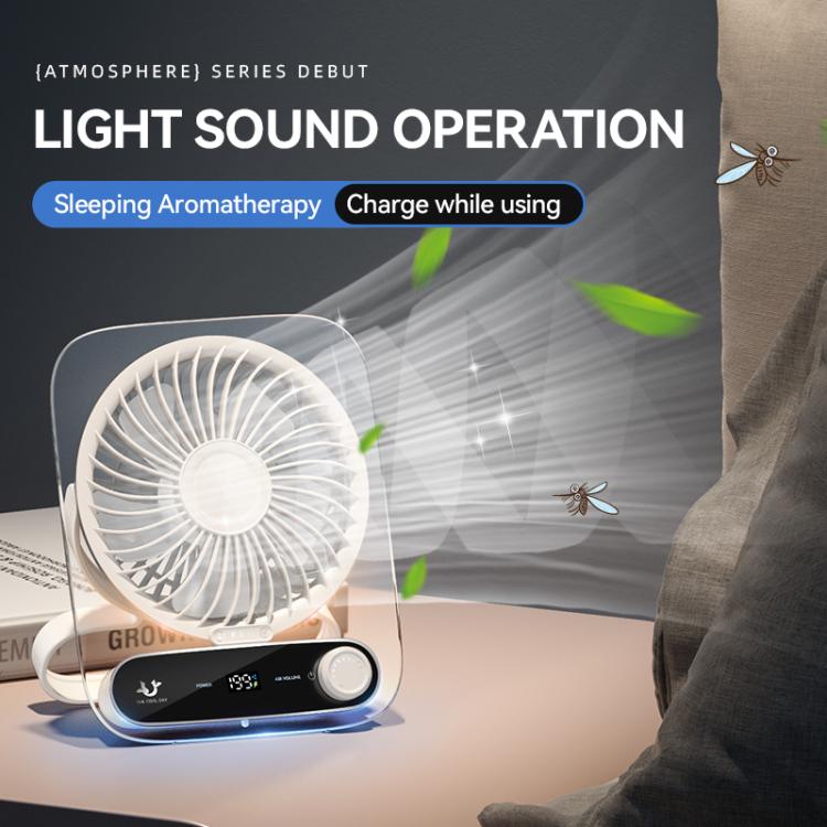 199-speed Desktop wall-mounted Fan With Handle & Light Built-in  Aromatherapy Cotton(Clear Black) | Kalsten