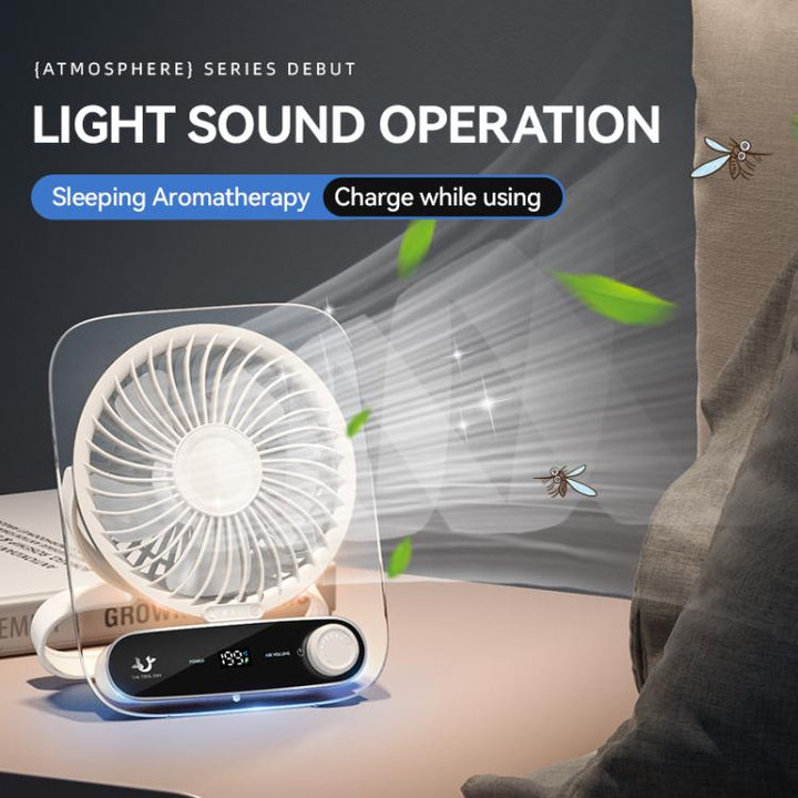 199-speed Desktop wall-mounted Fan With Handle & Light Built-in  Aromatherapy Cotton(Clear Black) | Kalsten