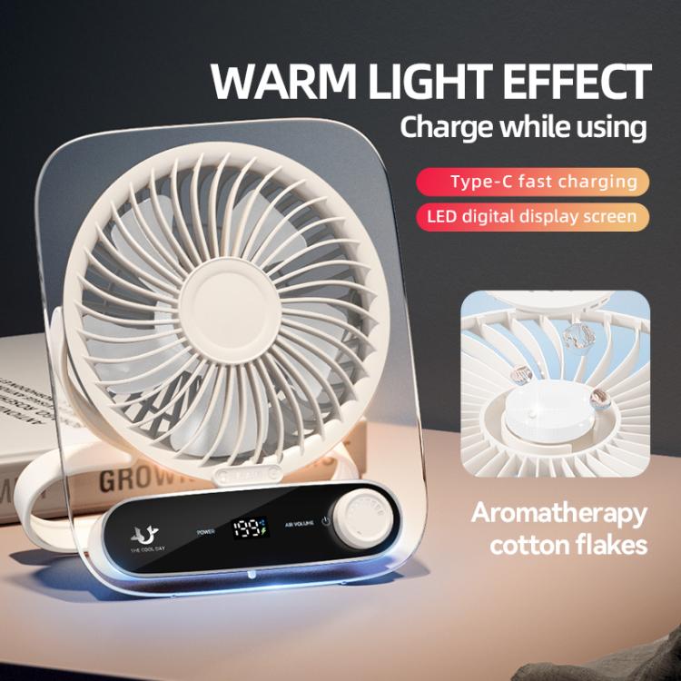 199-speed Desktop wall-mounted Fan With Handle & Light Built-in  Aromatherapy Cotton(Clear Black) | Kalsten
