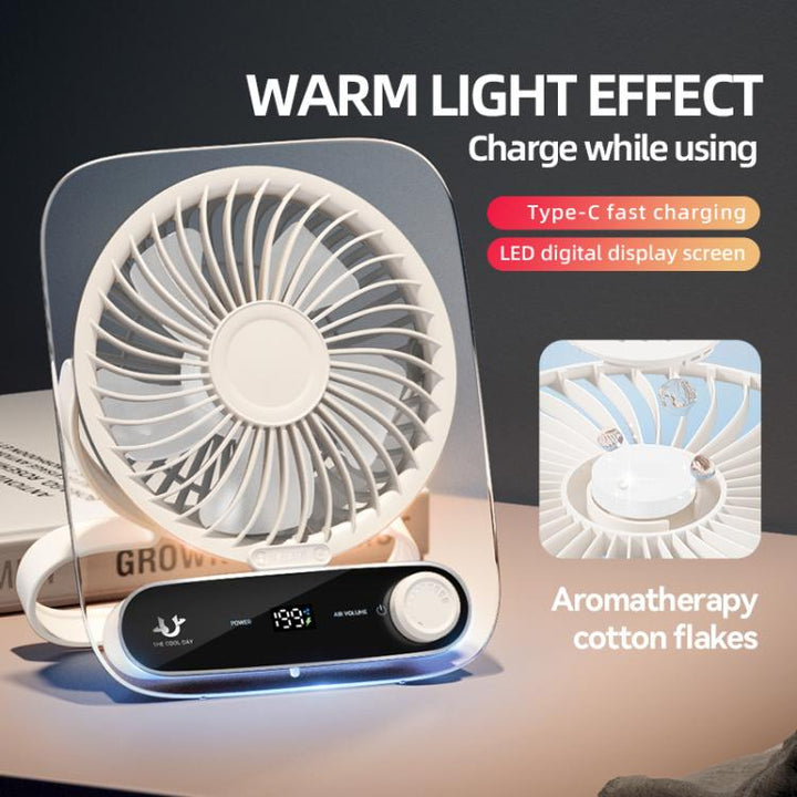 199-speed Desktop wall-mounted Fan With Handle & Light Built-in  Aromatherapy Cotton(Clear Black) | Kalsten